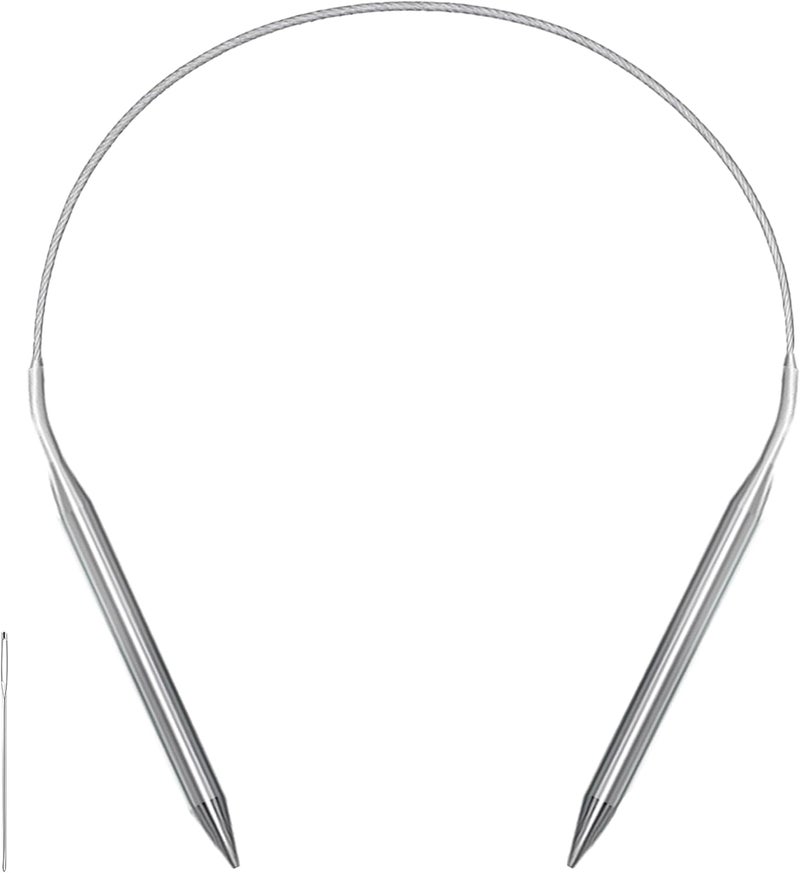 forebile Size 15 Stainless Steel Circular Knitting Needles 16 Inch 10 mm Set Round Metal (Silver, 16 inch-15-(10mm)) - Image 1